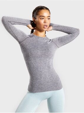 Gymshark Vital Seamlesss Long Sleeve - Dark Blue Marl